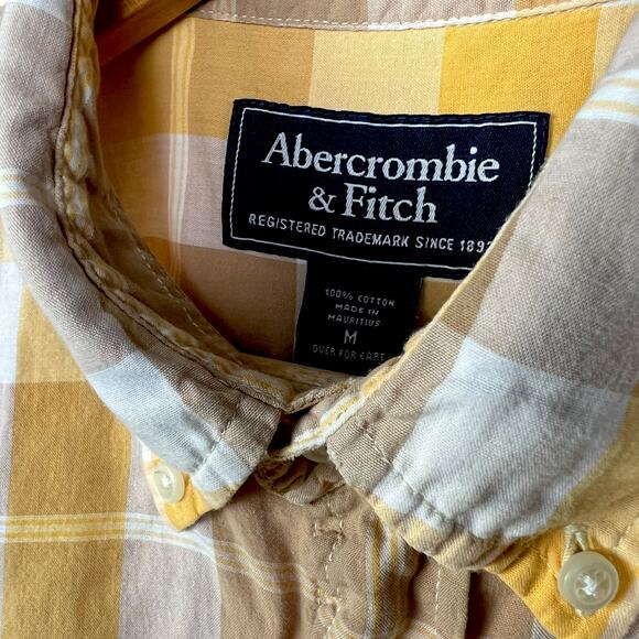 Men's Y2K Abercrombie & Fitch Plaid Short Sleeve Button-Up Muscle - M - Picture 4 of 5